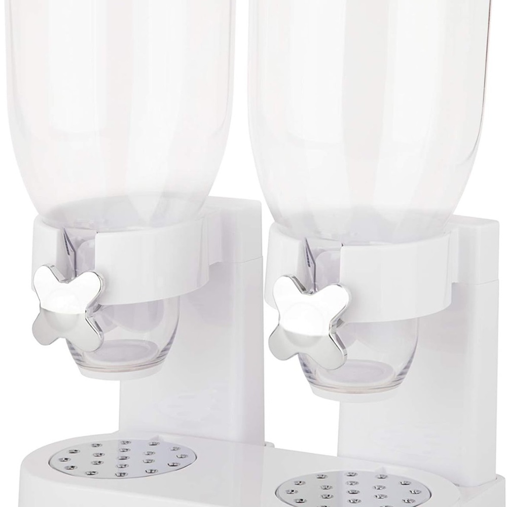 White Dual Cereal Dispenser with Twin Controls